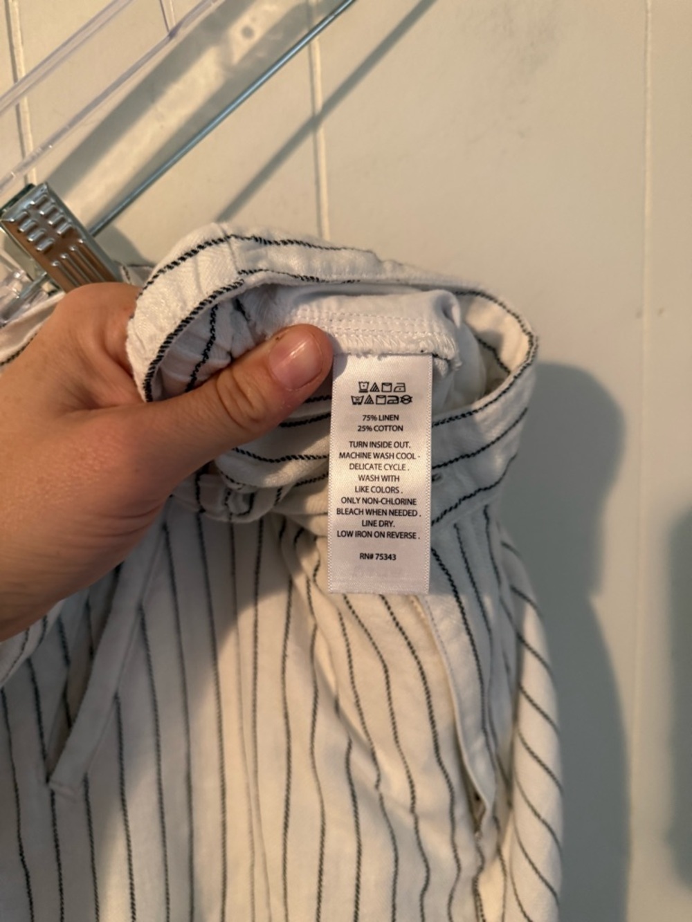 Rachel Zoe White Black Striped Linen Pants, Size S - Picture 9 of 9